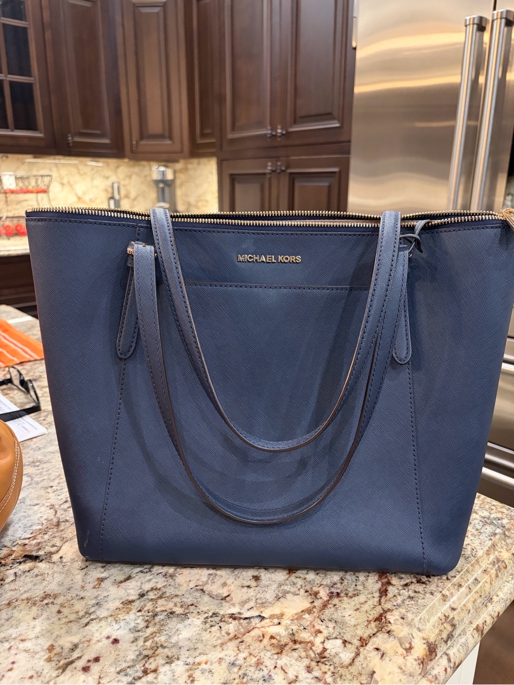 Michael Kors Blue Saffiano Leather Tote